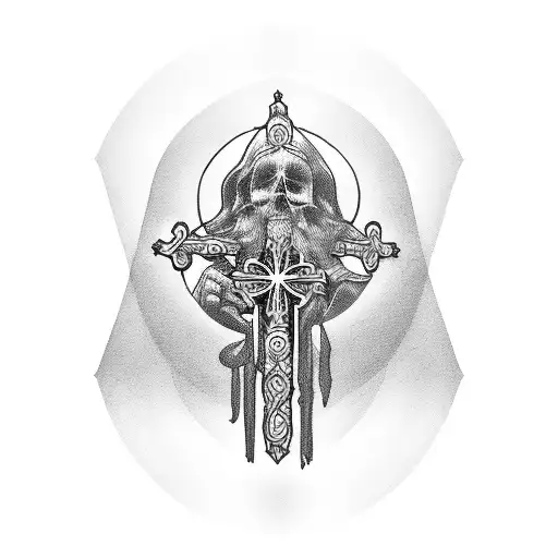 The Word Saint Going Down The Neck With A Cross