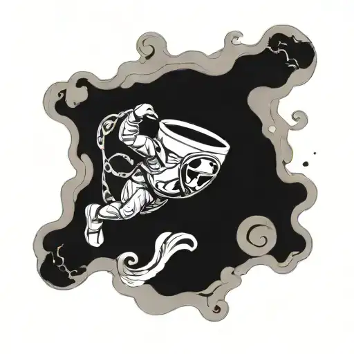 A Coffee Cup Morphing Into A Skydiver Mid-jump