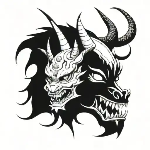 Dragon And Hannya Mask