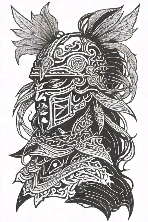 Warrior Face Symbolizing Death And Life Of A Warrior