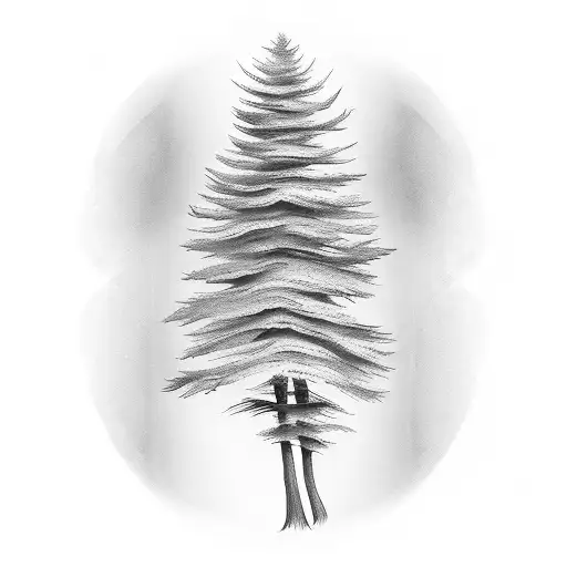 Vertical Tatto Pine Tree No Background