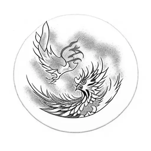 A Small Japanese Theme Phoenix Tattoo With Cherry Blossoms For My Son Archie