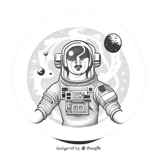 Astronaut With Planets