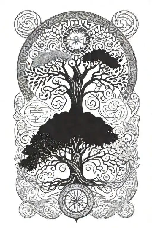 Triple Goddess Faces Tree Of Life