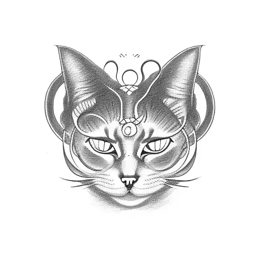 A Cat With 3 Heads Inspired By Cerberus In A Dark Illustrative Art Style With Occult Influences