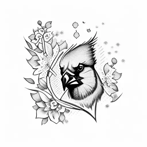 Cardinal With Flowers