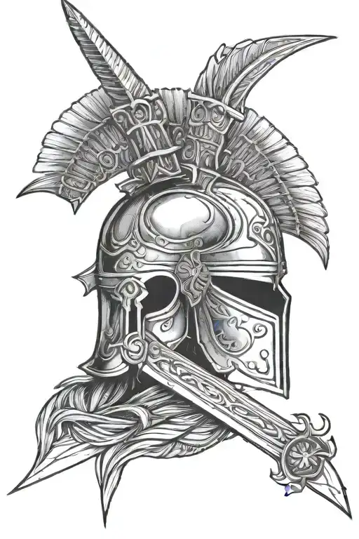 Sparta Helmet And A Sword