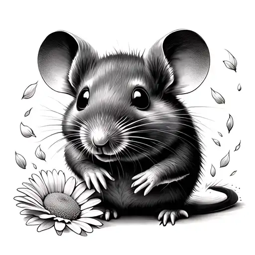 Mouse Holding Daisy Dropping Petals Falling