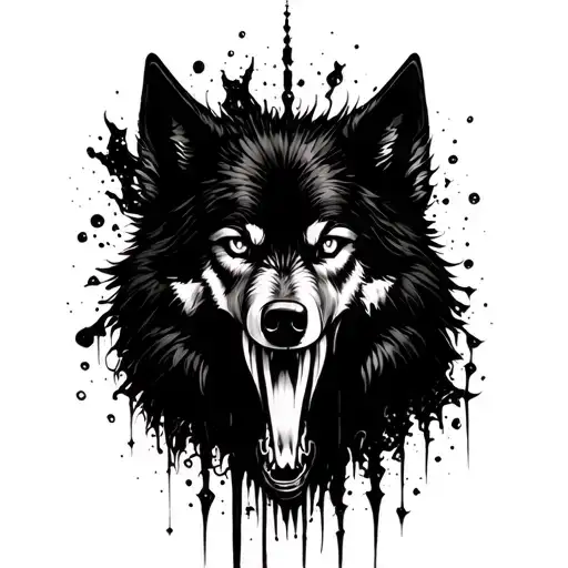 Wolf Teeth And Eyes As A Siluet Looking Straight Blure Other Things Highligth