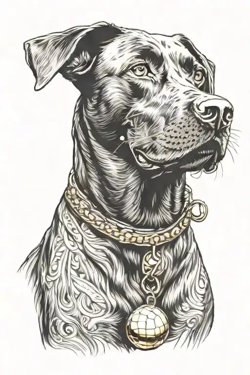 Black Labrador With Gold Ball In Its Mouth