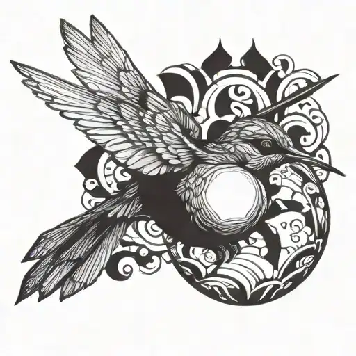 Colibri Bird Flying And Holding A Ball