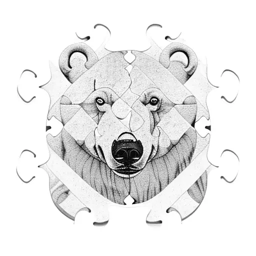 A Polar Bear Made Up Of Puzzle Pieces