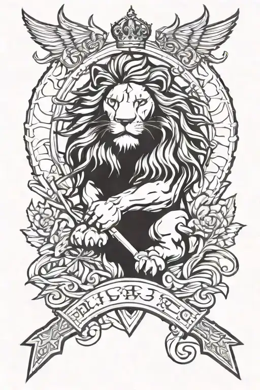 Lion And Sword And Crown And Wings