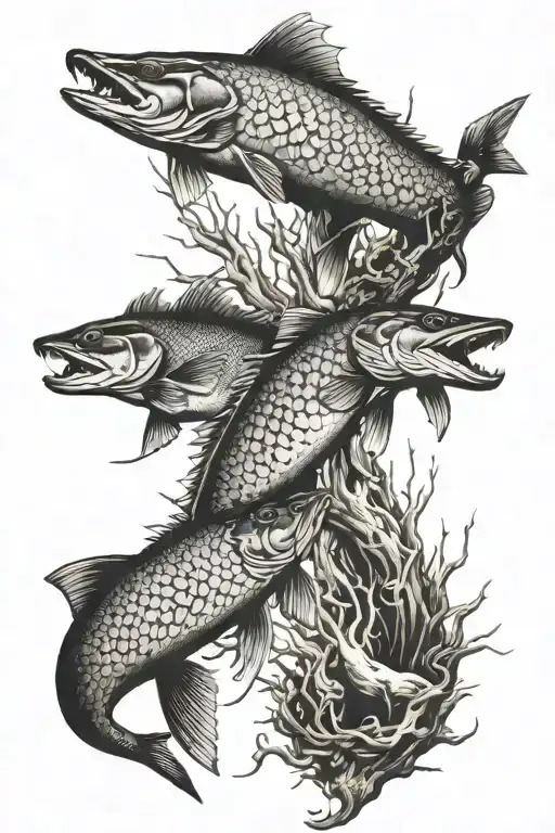 Hunting And Fishing Sleeve Tatto