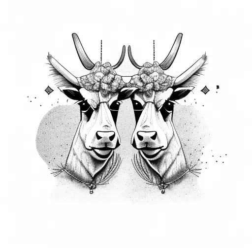 A Cow And An Alpaca Playing Together