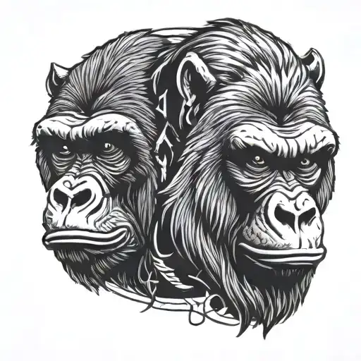 Gorilla And Bear Head