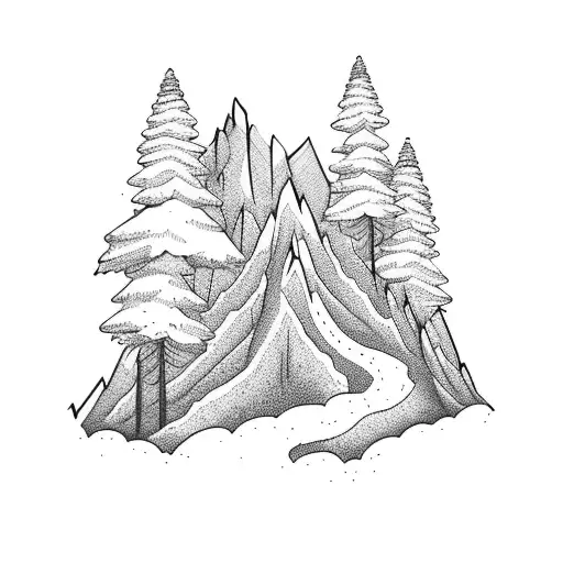 Mountain Peak With A Winding Trail Leading Up To It