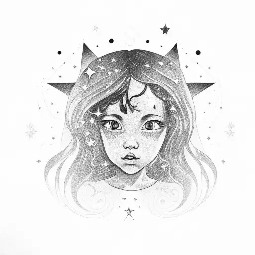 Celestial Portrait Of The Client's Daughter Surrounded By Galaxies And Stars