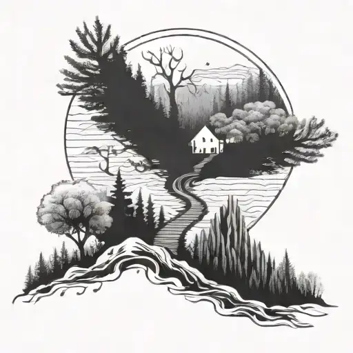 A Mystical Forest With A Hidden Pathway And Various Woodland Creatures