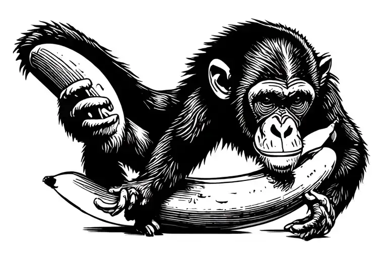 A Monkey Swallowing A Banana