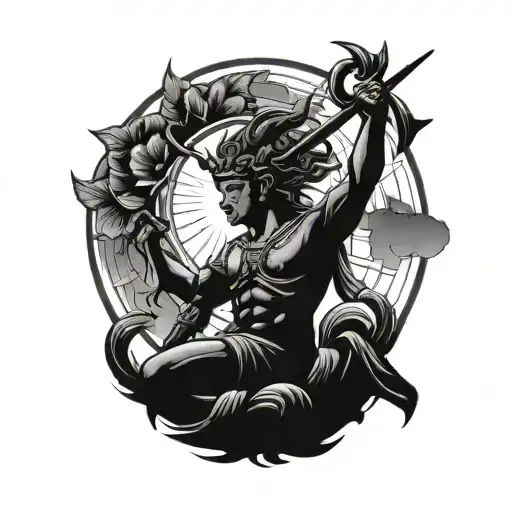 Apollo With Bow With The Rising Sun Shining Brightly