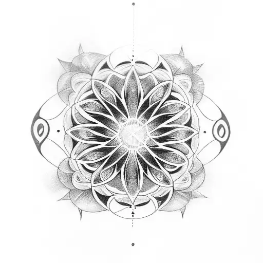 Fenix Bird With Flower Of Life