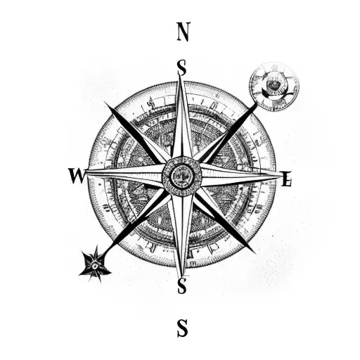 A Compass Rose With Intricate Details And Landmarks From All The Places You've Traveled To