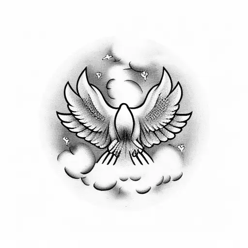 Dove In Heaven With Clouds