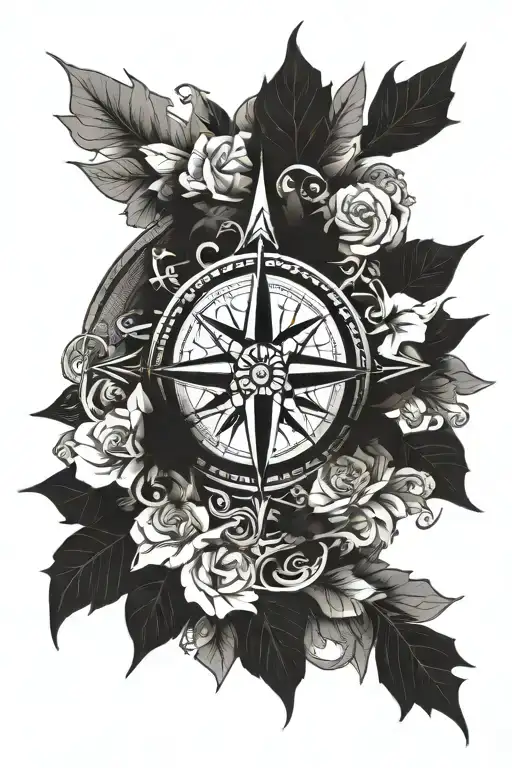 Compass Rose With Intricate Details