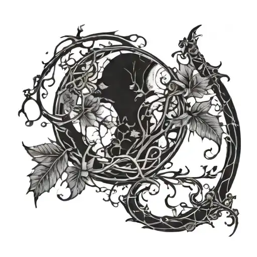 Shattered Cresent Moon With Vines Growing