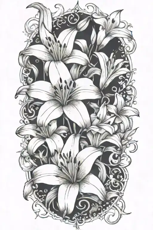 Lilies And Flowers Growing