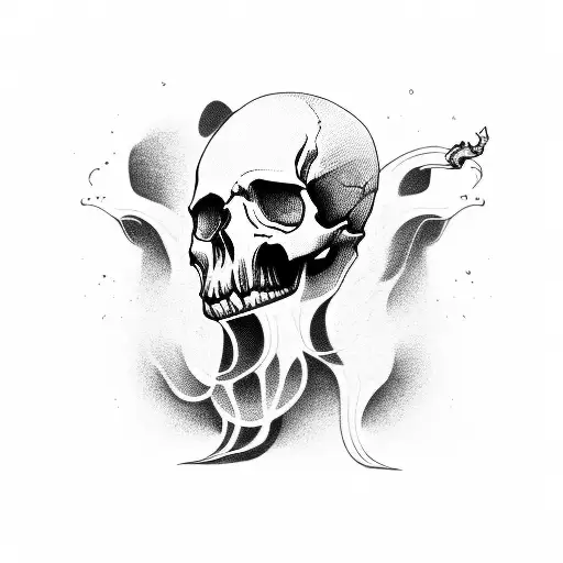 Skull And Women Blowing Smoke