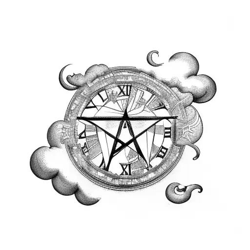 Roman Numerals With Clouds And Angles