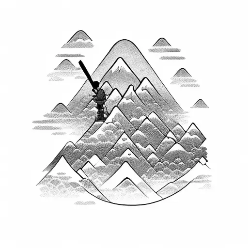 Two Samurai Brother Sitting And A Beautiful Mountain And A Sky At Back