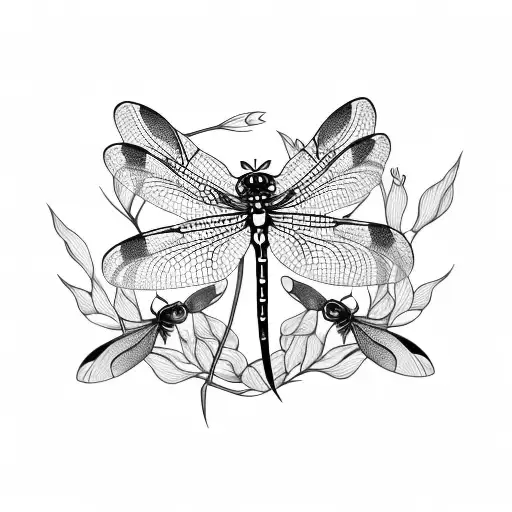 Dragonfly With Cherry Blossoms