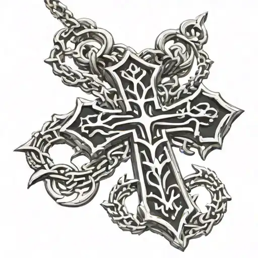 Cross Necklace With Thorns