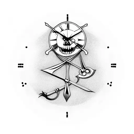 A Clock Face With The Grim Reaper Face In Front Of It Holding A Scythe