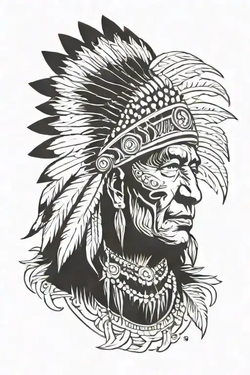Native Chief Gazing Confidently