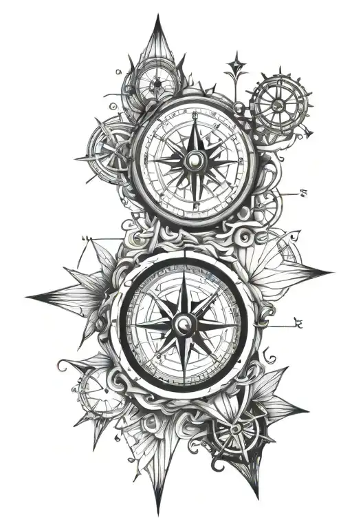 Compass Surrounded By Various