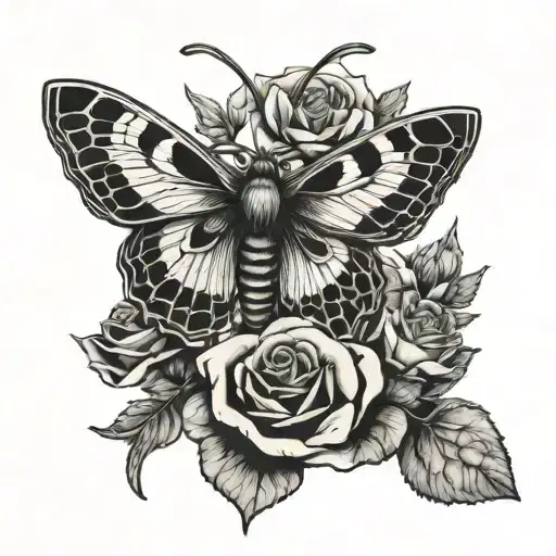 Moth And Roses Intertwined