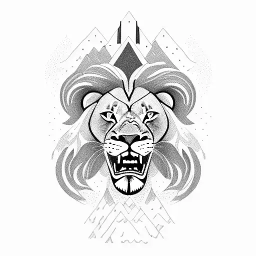 A Powerful Lion Roaring On A Mountaintop