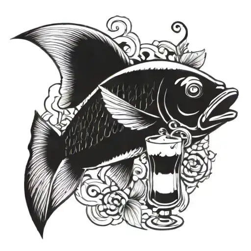 A Smoking Fish With A Cocktail In Its Fin