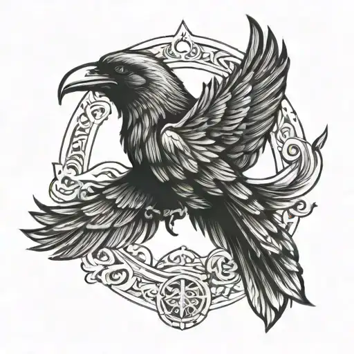 Norse Raven Flying