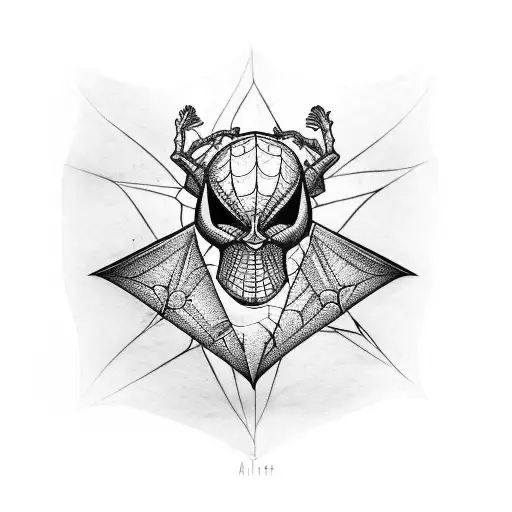 A Arm Band Consisting Of Illuminati With Webs Of Spider & Bats