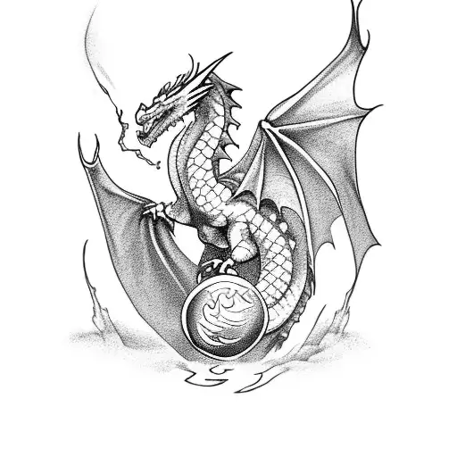 Dragon Holding Fireball For Back