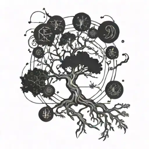 Capricorn Constellation Intertwined With A Tree Of Knowledge