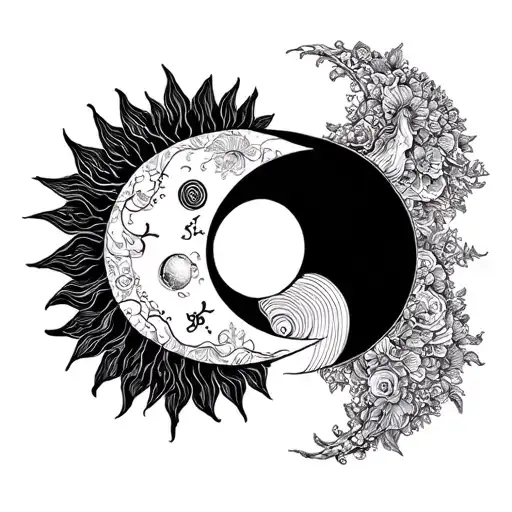Yin Yong With Sun And Moon Merging Together