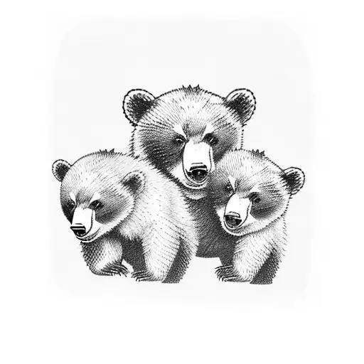 3 Bear Cubs Crossing A Road Side On