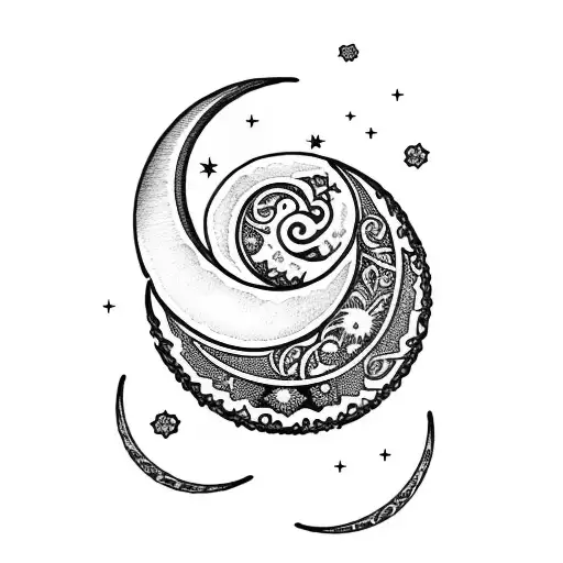 Crescent Moon With Violets