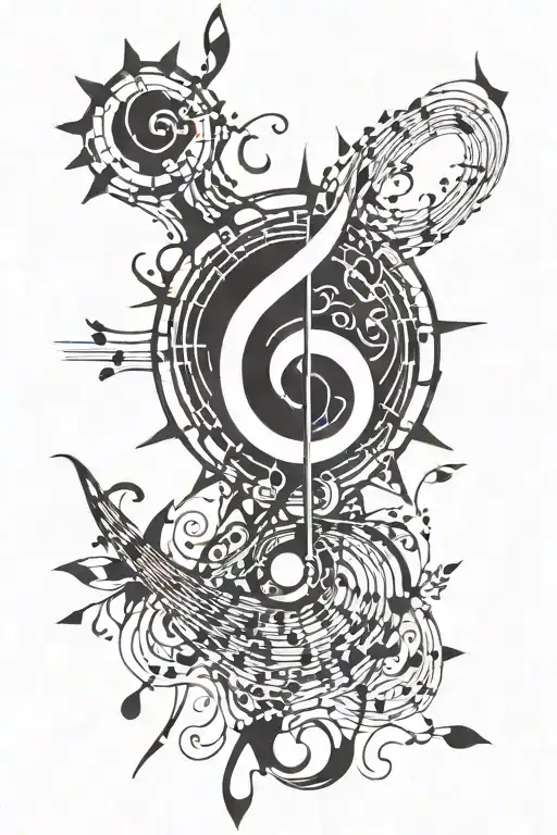 A Stylized Watercolor Sun With Musical Notes Flowing Out Of It